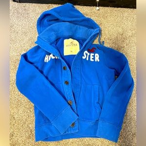 Men’s Heavy Blue Hollister Jacket with Hood - Size XL